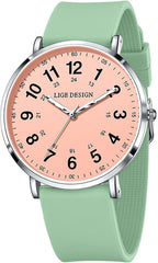 MASTOP White Watch for Nurses Medical Professionals Students Women & Men Waterproof Analog Wristwatch with 12/24 Hour Military Time Easy to Read Dial Luminous Hands Second Hand for Nursing