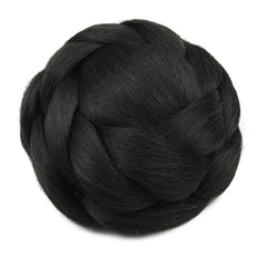 USIX 5 Inch Dia Mixed Dark Brown & Black Braided Hair Bun Updo Braided Bun Chignon Hairpiece with Built-in Combs for Women Party Wedding Dancing Hairdos Costume Hair Accessory (Color #2/33)