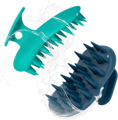 2pcs Shampoo Brush Hair Scalp Massager,100% Silicone Scalp Scrubber,Scalp Exfoliator for Stress Relax Hair Growth(Dark Blue+Green)