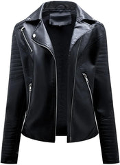 Women's Short Leather jackets Long Sleeve Large Size Motorcycle jackets Women's Zipper Leather jackets Outerwear