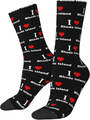 I love Rhode Island Socks For Men Women Gift Wicking Sport Casual Running Socks