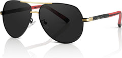 Olwen XXL Aviator Sunglasses For Large Heads (Polarized), Extra Large, Big and Tall, XL + Free Hard Case
