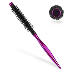 Mini Quiff Roller Brush for Blow Drying and Curling - 1/2 Inch Portable Travel Brush with Wooden Handle and Nylon Bristles for Styling Short, Fine Hair