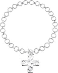 TEN MIRO 18k Chunky Gold Necklace for Women Sweatproof, Non Tarnish Chunky Cross Necklaces Thick Gold Layering Hammered Bold Necklace Stacks Toggle Necklaces for Women