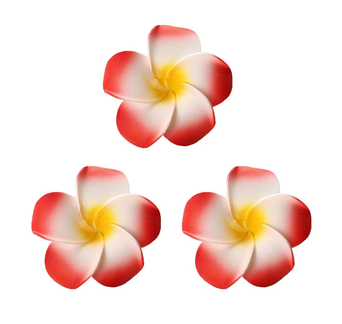 Women's Fashion Hawaiian Foam Plumeria Flower Clips for Bridal Wedding Luau Beach Tropical Vacation Party Hair Decorations (3 Pcs Orange)