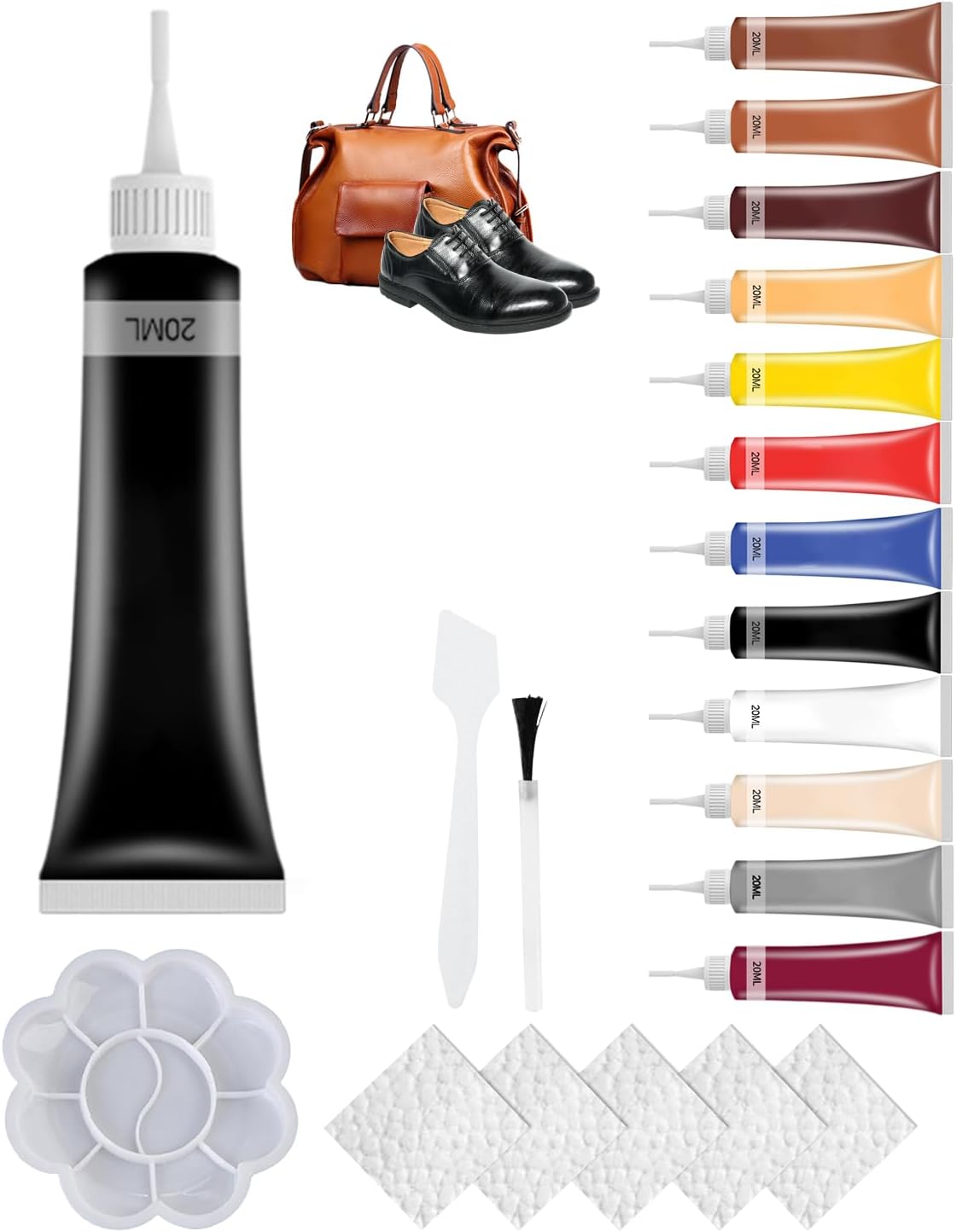 Advanced Leather Repair Gel, 2025 Upgrede Leather Repair Kit for Car Seat Vinyl Repair Kit, Professional Leather Repair Coloured Cream Gel, Multifunctional Couch and Jacket Repair Kit (White)