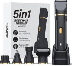 5-in-1 Bikini Trimmer for Women, IPX7 Waterproof Electric Razors Shaver, Cordless Body Hair Trimmer, Facial & Pubic Hair Removal, Ceramic Blade (Sky Blue)