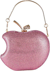 pearl&she Sparkly Apple Rhinestone Handbags Diamond Women Evening Bags Bling Minaudiere Clutch Crystal Purses For Party.