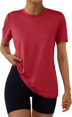 AUTOMET Women's Workout Tops Short Sleeve Gym Shirts Summer Athletic Yoga Tshirts Loose Fit Casual Clothes 2025