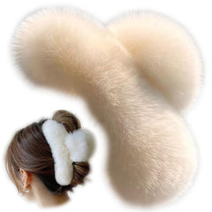 YOYLMAL Large Faux Fur Hair Claw Clip for Women, 5.1 Inches Winter Fluffy Fuzzy Hair Clips, Nonslip Strong Hold Furry Big Jaw Clamp for Thick Long Hair (Coffee)