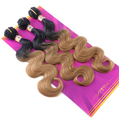 Body Wave Synthetic Hair Weave 3 Hair Bundles 16 18 20 Inches Color 1B Black Synthetic Hair Weft