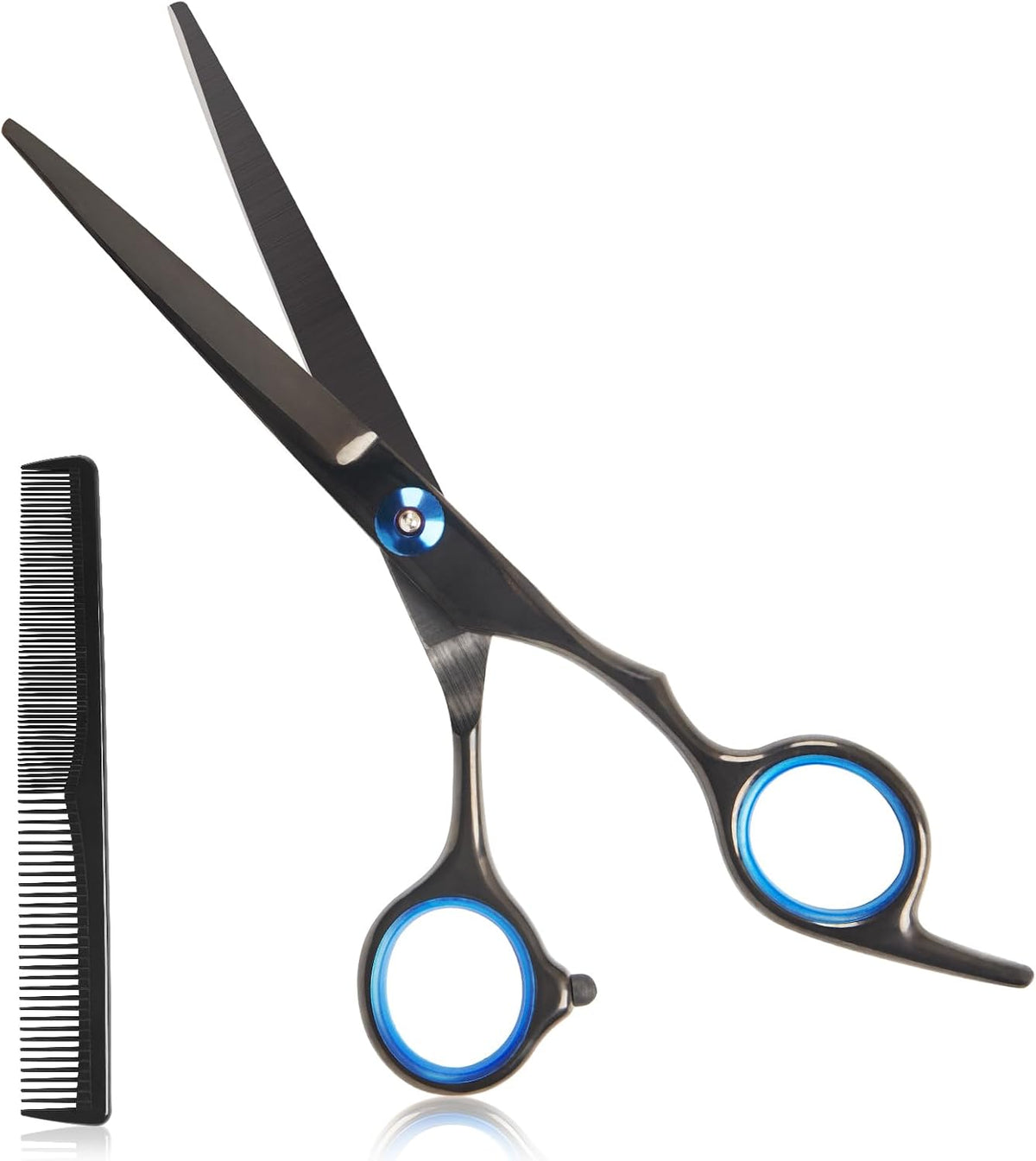 Hair Cutting Scissors,6.5 Inch Professional Stainless Steel Barber Haircut Shears Razor,Sharp Blades,One Comb Included, For Salon Home Men Women Adults Kids Pet (Silver)