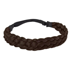Fumwase 5 Strands Synthetic Hair Braided Headbands Stretch Elastic Classic Chunky Wide Plaited Hair Braids Braid Band Boho Black Headband for Women Girls Women's Padded Wig Beauty Accessories (Black)