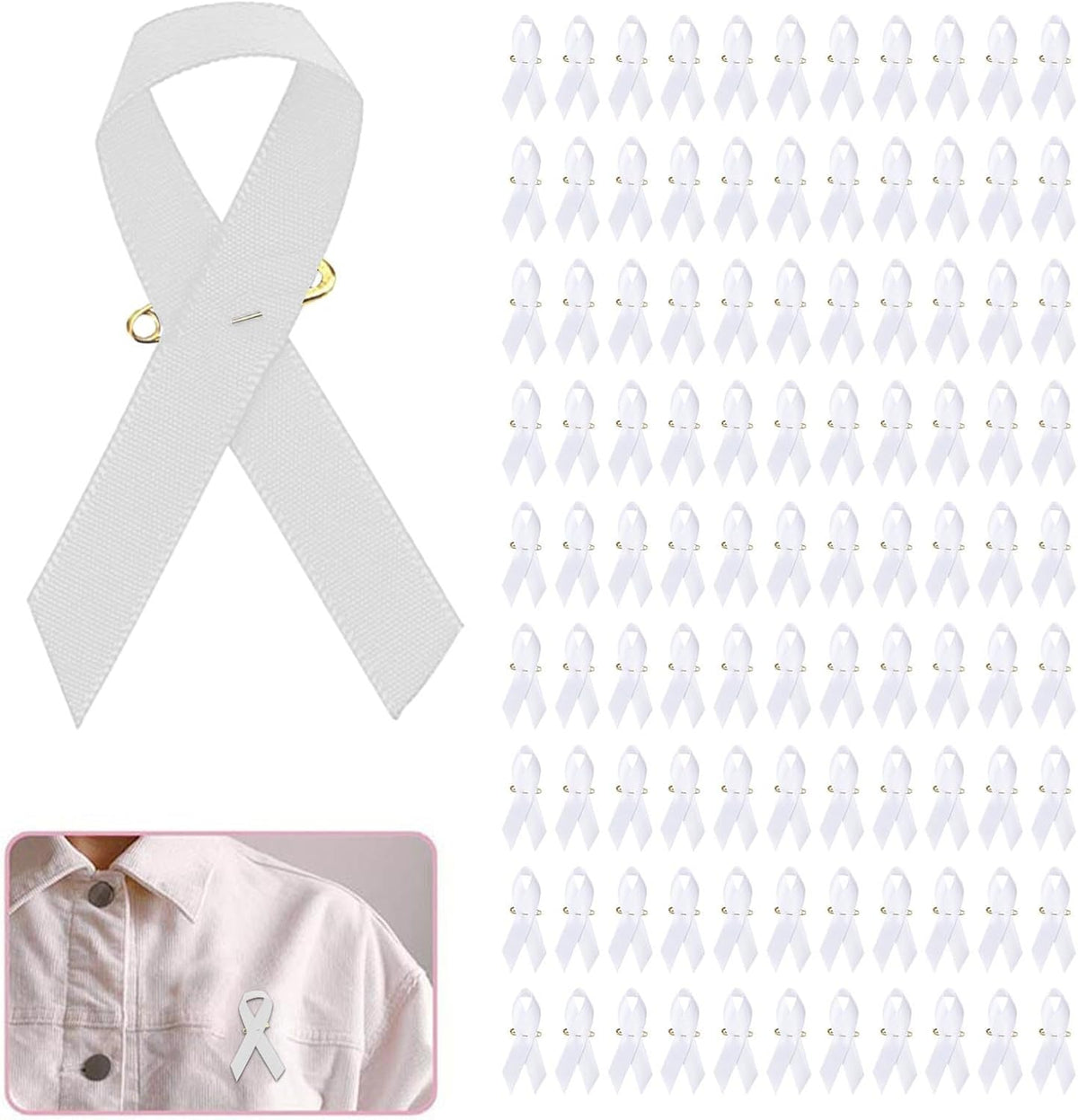 100 PCS Breast Cancer Awareness Pink Ribbon Pin Breast Cancer Gifts for Women Girls Charity Social & Public Event Public Welfare Party Supplies Memorials Activity