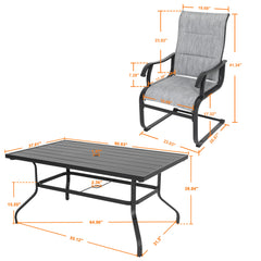 Outdoor Dining Set with Umbrella Hole, Breathable Textilene and Iron