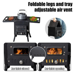 Wood Burning Stove With Chimney For Camping Hiking Picnic For Roasted Sweet Potato