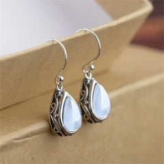 White Gold Plated Teardrop Cubic Zirconia Dangle Earrings for Women Daily Bridal Parties Lightweight Earring Jewelry Gift for Her
