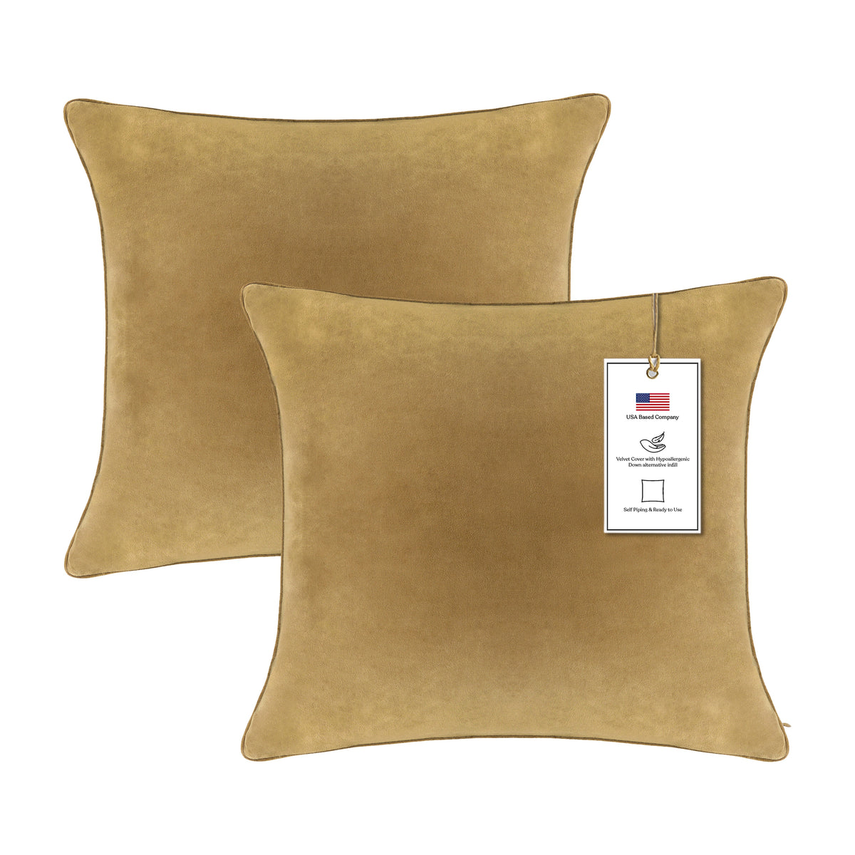 A1HC Pack of 2 Velvet Throw Pillow Insert, Hypoallergenic Down Alternative Fill
