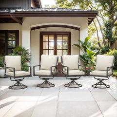 Meyreso Metal Frame Dining Chairs with Beige Cushions (4-Pack) - 4-Pack