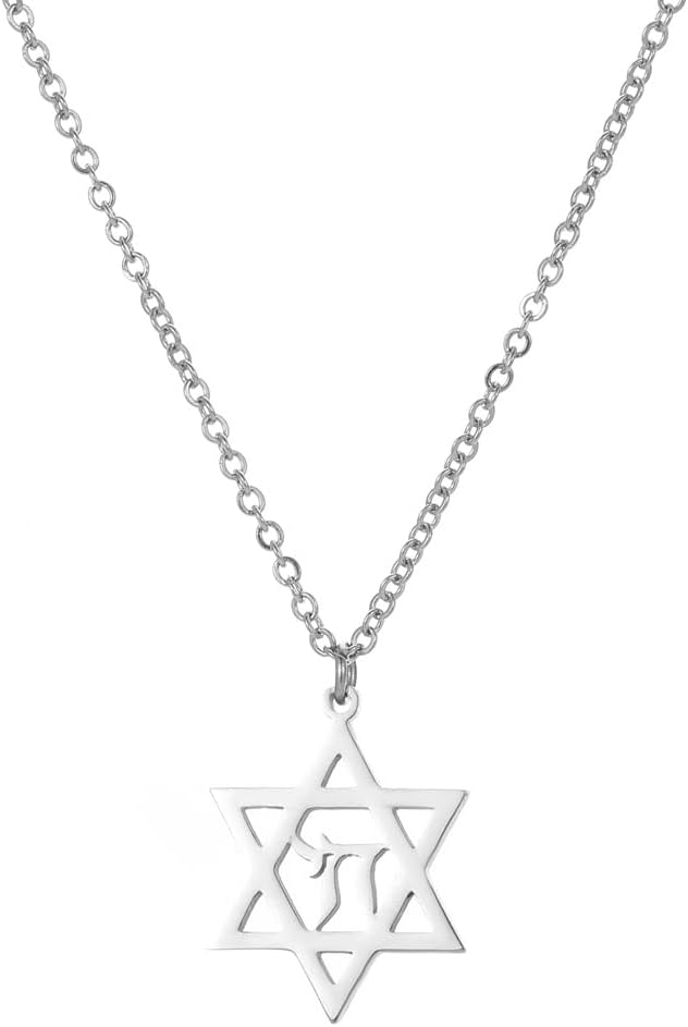 Stainless Steel Megan David Necklace for Women | Menorah | Hebrew Chai Charm Choker | Map Of Israel | Jewish Symbol Protection Jewelry Include a Gift Box