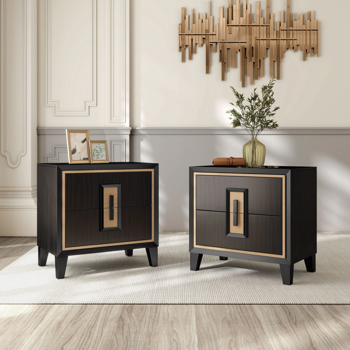 Furniture of America Nyx Modern Espresso Solid Wood Nightstand (Set of 2)
