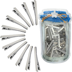 HiJeaton Hair Clips for Hair Bows, 150Pcs Alligator Metal Clip (4.5cm/1.77"), Gator Hairdresser Clips for Bow Making, Large Plain DIY Clips Supplies for Crafts