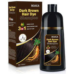 Black Hair Dye 3 in 1 Shampoo for Gray Hair, Herbal Ingredients for Women&Men, Dye in Minutes/Semi-Permanent/(17.6 FL OZ)