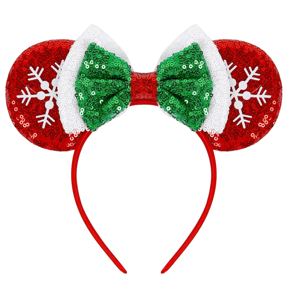 Halloween Mouse Ears Headbands for Women, Bow Decoration Hairbands with Ghost Purple Sequin Headband Party Cosplay Hair Accessories Costume