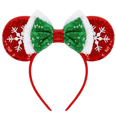 Halloween Mouse Ears Headbands for Women, Bow Decoration Hairbands with Ghost Purple Sequin Headband Party Cosplay Hair Accessories Costume