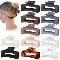 12 Pcs Medium Hair Clips, 3.5 Inch, Colorful - Hair Clips for Thick and Thin Hair, Square Claw Clips, Jaw Clips, Bulk Hair Accessories for Women and Girls