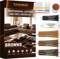 Leather Repair Kit for Furniture,Couch,Car Interior,Jacket, and Purse - Leather Vinyl Repair Kit Fixes Tears, Burn Holes, and Scratches, Restores Any Material, Bonded, Pleather, Genuine(10 Colors)