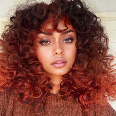 GKtineke-Curly-Wig Big-Curly-Wigs-for-White-Black-Women 20 Inch- Long-Curly-Afro-Wig-with-Bangs Synthetic-Hair-Replacement-Wigs-for- Cosplay and Daily (Natural Black)