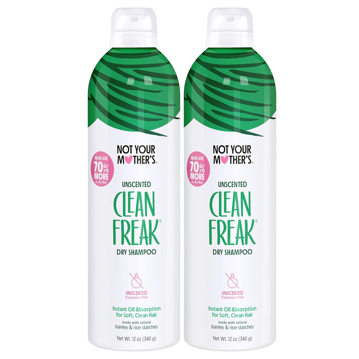 Not Your Mother's Clean Freak Refreshing Jumbo Dry Shampoo (2-Pack) - 12 oz - Instantly Refreshes Hair Between Washes - Fresh Citrus Scent - Instant Oil Absorption - For All Hair Types