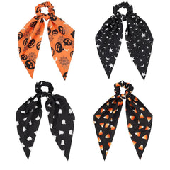 Halloween Pumpkin Hair Scrunchies Spooky Elastics Ponytail Holder Hair Ties for Women