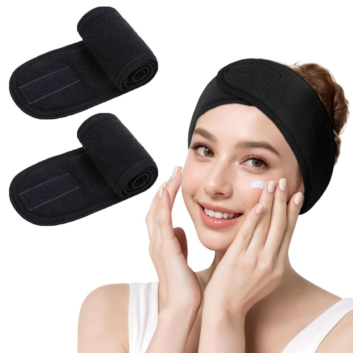 Spa Facial Headband for Women – Soft Terry Cloth with Adjustable Hook and Loop, Comfortable & Secure Fit for Skincare, Makeup, Face Washing