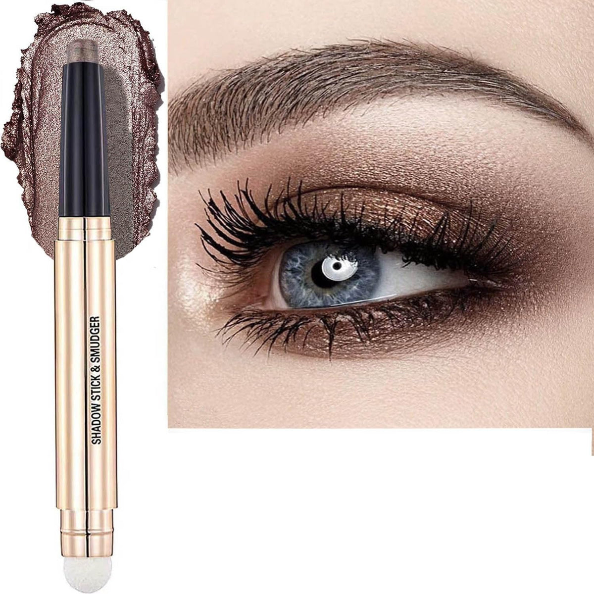 Eyeshadow Stick Makeup Cream Smooth Shimmer Eyeshadow Pencil, Hypoallergenic Waterproof Long Lasting Eye Shadow Highlighter Stick Midnight Black # 18