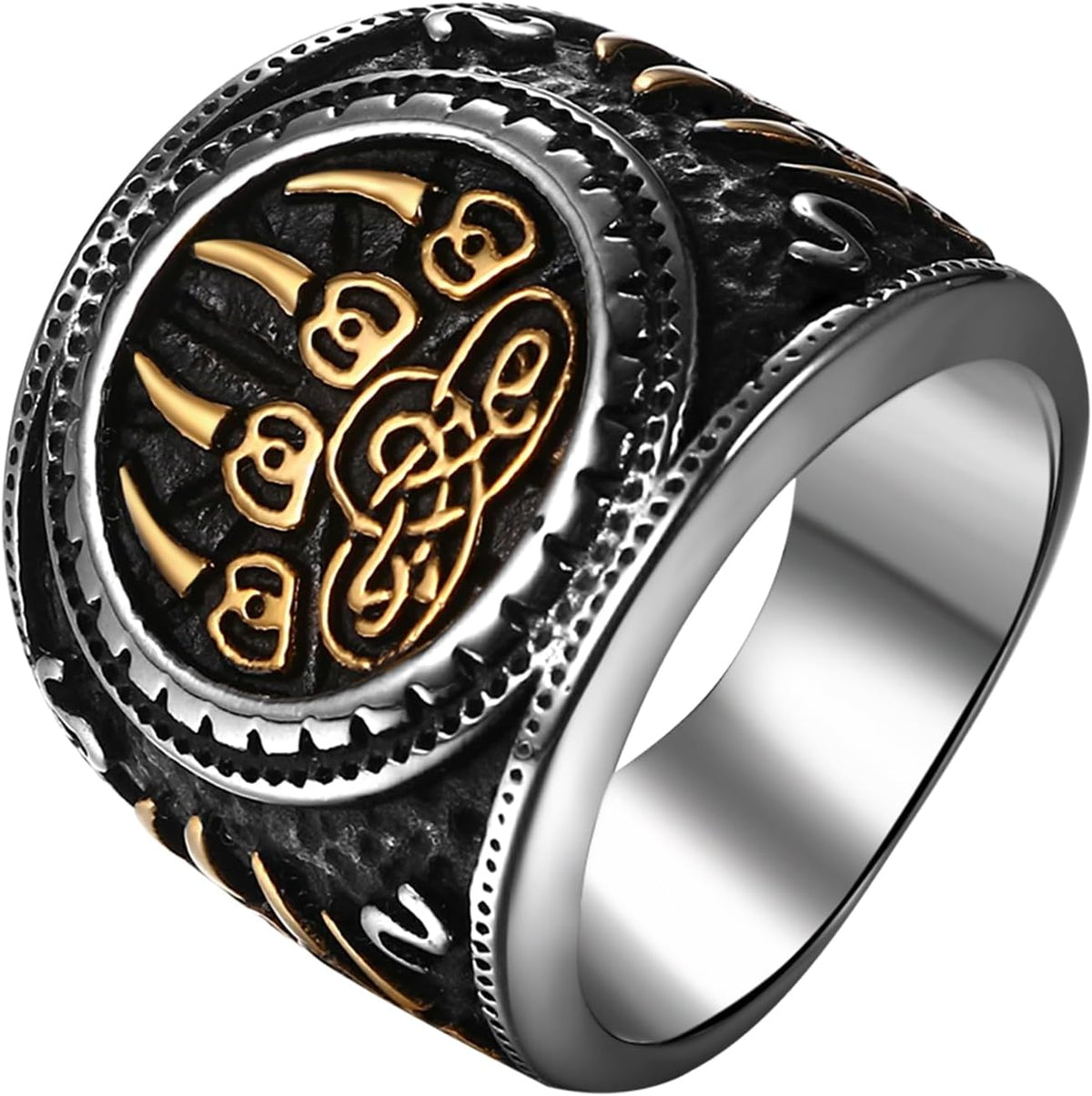 OIDEA Viking Rings for Men: Gothic Wolf Claw Ring Cocktail Party Biker Signet Ring Stainless Steel Pinky Thumb Rings Band Amulet Jewelry Gifts for Men Women