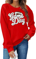 Game Day Sweatshirt for Women Cute Football Graphic Pullover Football Season Chenille Patch Tops Trendy Sweatshirts