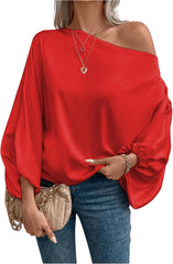 Verdusa Off The Shoulder Blouses for Women 3/4 Length Sleeve Tops Dressy Casual Blouse