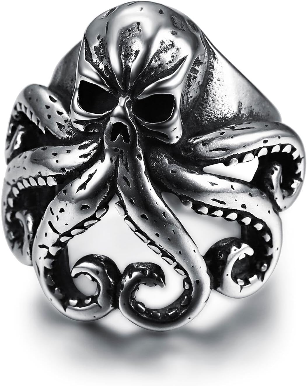 Octopus Skull Ring for men Stainless Steel Ocean Animals Pirate Skull ring Hip Hop ring Rings Iced Out Jewelry Punk Ring Club ring Heavy Metal ring Stainless Steel Rings