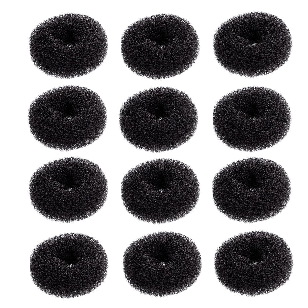 12 Pcs Small Hair Bun Maker, Small Hair Donut Set for Kids Girls Women, Hair Donut Bun Maker Tool for Short and Thin Hair Crown Shapers Accessories (Size S/ 2.3 Inch, Light Brown)
