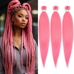 Braiding Hair Pre Stretched 24 Inch 3 Packs, Grey Pre stretched Braiding Hair for Professional Braiding Hair Extensions, Hot Water Setting Yaki Texture Synthetic Hair