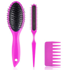 Wig Brush Comb Set, Premium Matte Grip-2pcs Professional Extension Brush with Ergonomic Travel Size Design for Human and Synthetic Hair