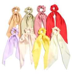SUSULU Hair Scarf Scrunchies for Women Plain Hair Bobbles Solid Color Fabric Scrunchy Elastic Hair Ties (Black White)