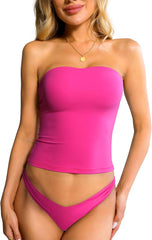 Ibeauti Womens Tube Top Strapless Crop Tops Double Lined Sexy Y2K Going Out Off Shoulder Summer Top