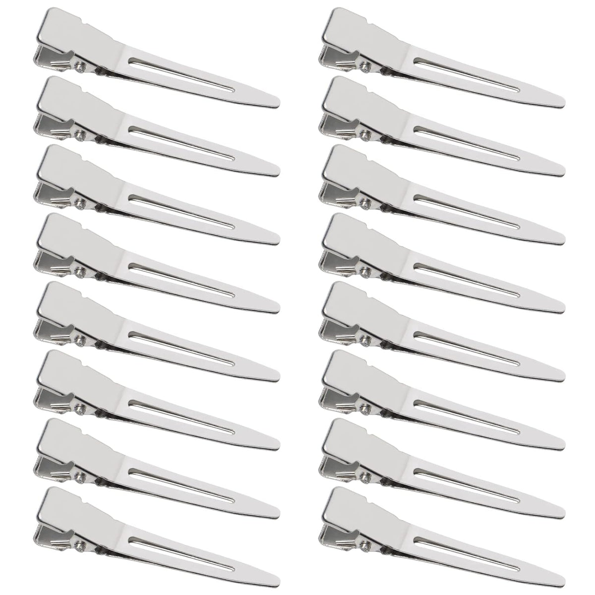100 Pack 1.77 Inch Single Prong Pin Curl Duckbill Clips,Silver Setting Section Hair Clips Metal Alligator Clips for Hair Extensions