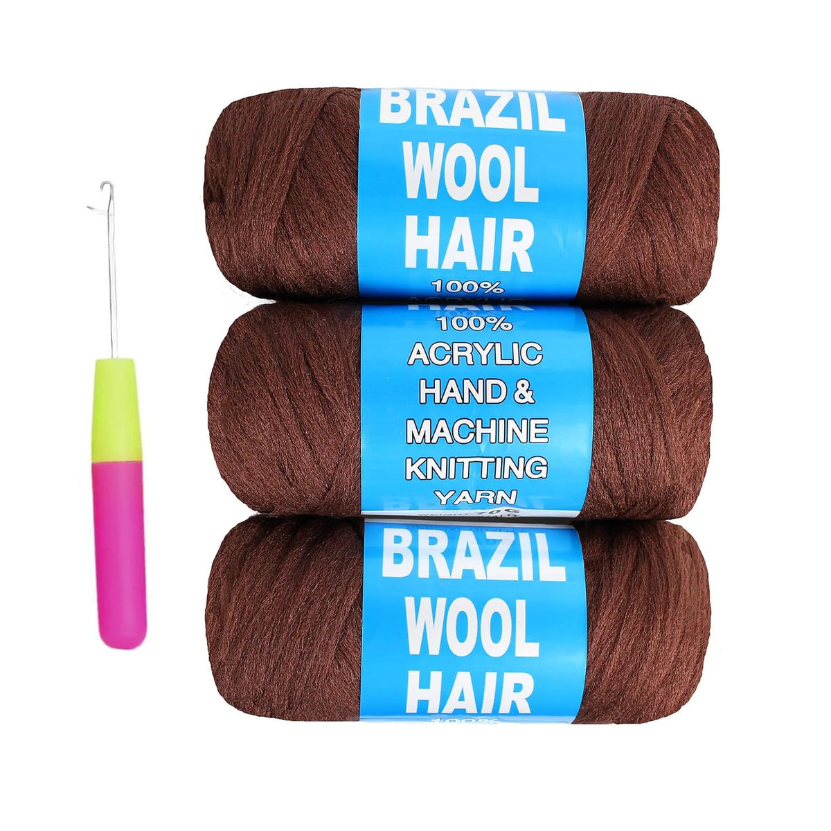 4 Roll Natural Black Brazilian Wool Hair Yarn for Jumbo Braids Braiding Hair for Soft Faux Locs Goddess Locs Hair Extension Senegalese Twist Crochet Hair for Black Women (Natural Black, 4Roll)