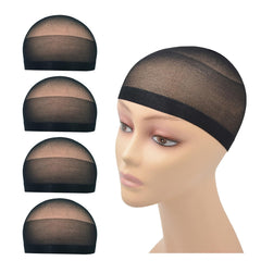 4 Pcs Wig Caps Stretchy Nylon Wig Stocking Caps for Women Men Kids (Black)