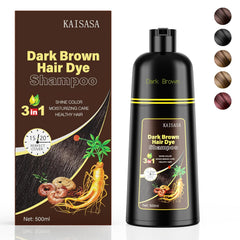 Black Hair Dye Shampoo 3 in 1, Hair Color Shampoo for Women and Men, Hair Dye to Cover Gray Hair, Herbal Ingredient Shampoos for Grey Hair Coverage 500ml (Black)