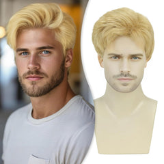 Creamily Mens Wigs Short Hair, Mens Hair Replacement Wigs Realistic Mens's Black Wig for Men Synthetic Hair Full Wig for Male Guy Christmas Daily Wear